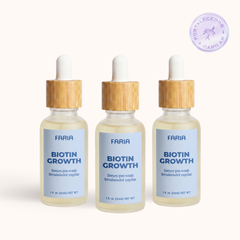 3 Serums Fortalecedores de Biotina y Romero con Cepillo Masajeador - Faria Naturals