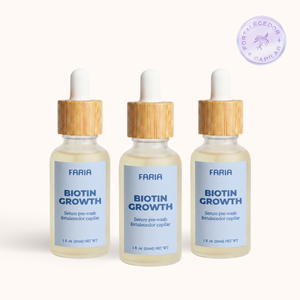 3 Serums Fortalecedores de Biotina y Romero con Cepillo Masajeador - Faria Naturals