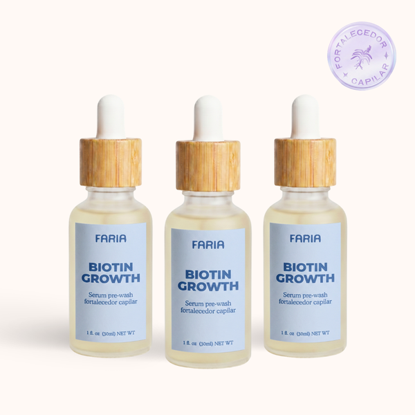 3 Serums Fortalecedores de Biotina y Romero con Cepillo Masajeador - Faria Naturals