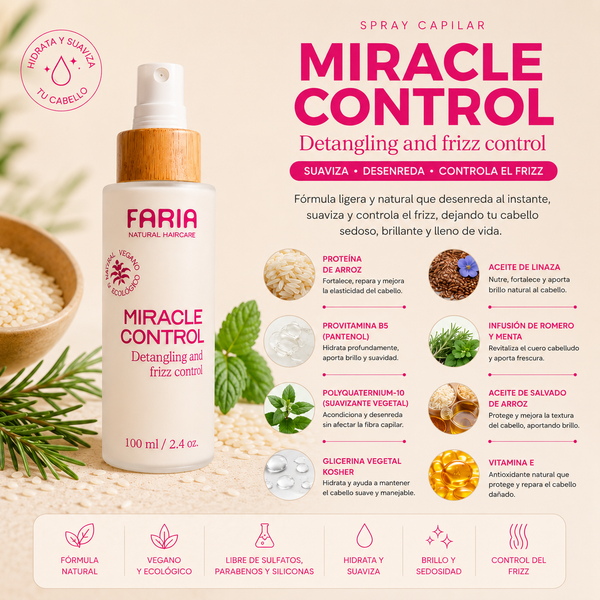 Miracle Control: Spray Hidratante para Cabello Sin Enjuague