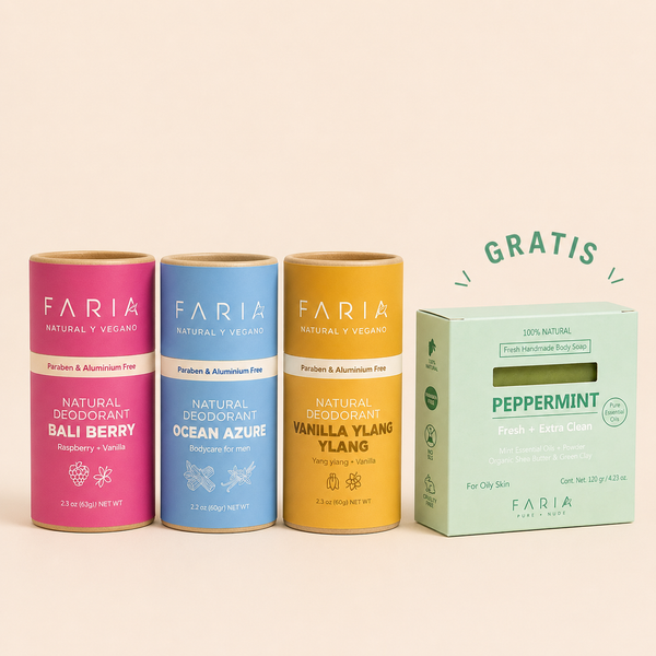 Tres Desodorantes con Jabón Gratis - Faria Naturals